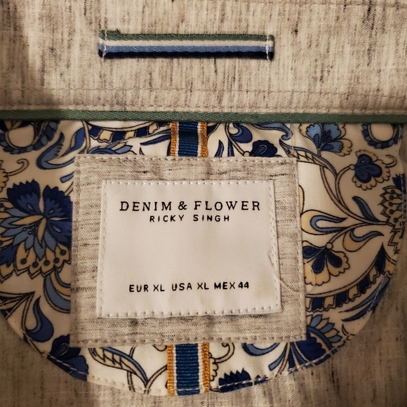 Denim and Flower Ricky Singh US XL Grey Buttondown Collared Dress Shirt - Picture 3 of 5